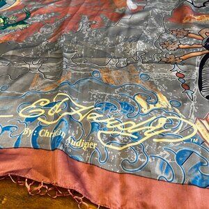 ED HARDY 38"X38" Skulls,Dragons&Geishas SILK SCARF